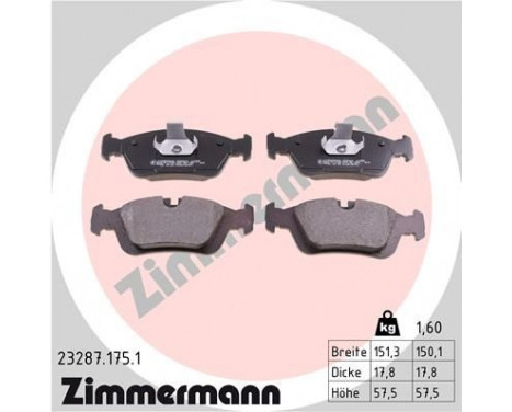 Brake Pad Set, disc brake 23287.175.1 Zimmermann, Image 2