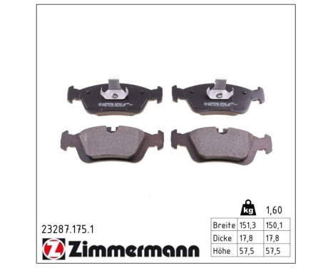 Brake Pad Set, disc brake 23287.175.1 Zimmermann, Image 2
