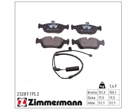 Brake Pad Set, disc brake 23287.175.2 Zimmermann, Image 2