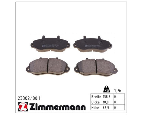 Brake Pad Set, disc brake 23302.180.1 Zimmermann, Image 2