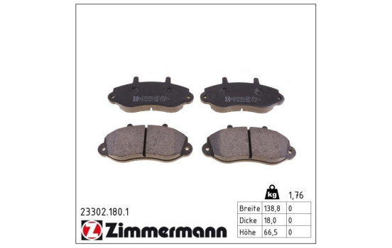 Brake Pad Set, disc brake 23302.180.1 Zimmermann, Image 2