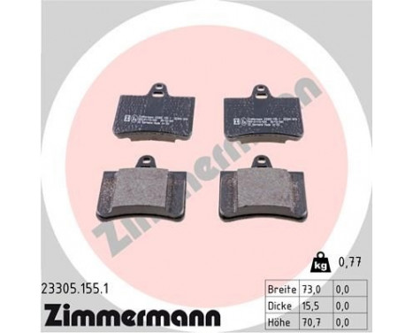 Brake Pad Set, disc brake 23305.155.1 Zimmermann, Image 2