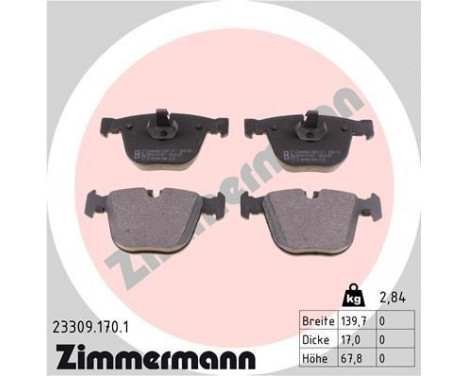 Brake Pad Set, disc brake 23309.170.1 Zimmermann