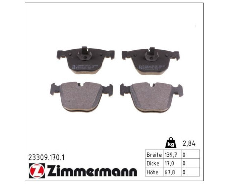 Brake Pad Set, disc brake 23309.170.1 Zimmermann, Image 2