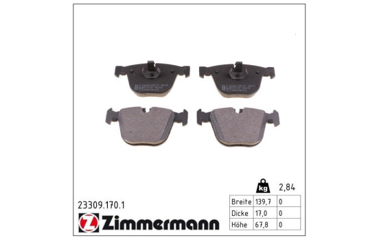 Brake Pad Set, disc brake 23309.170.1 Zimmermann, Image 2