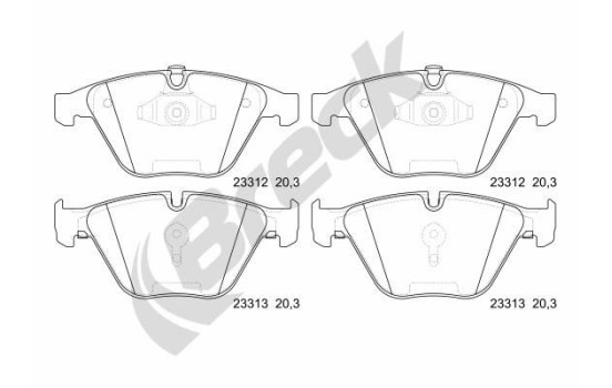 Brake pad set, disc brake 23312 00 551 20 Breck