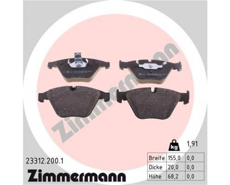 Brake Pad Set, disc brake 23312.200.1 Zimmermann, Image 2