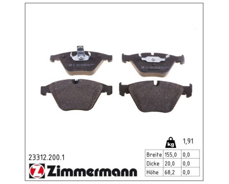 Brake Pad Set, disc brake 23312.200.1 Zimmermann, Image 2