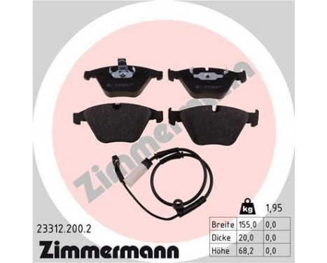 Brake Pad Set, disc brake 23312.200.2 Zimmermann