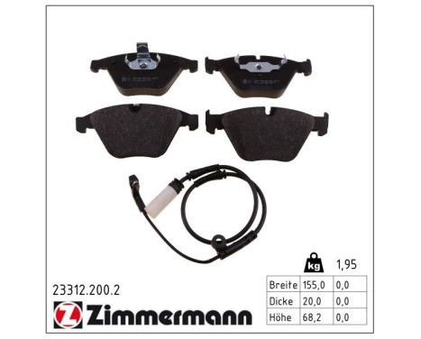 Brake Pad Set, disc brake 23312.200.2 Zimmermann, Image 2