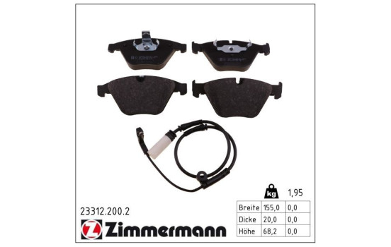 Brake Pad Set, disc brake 23312.200.2 Zimmermann, Image 2