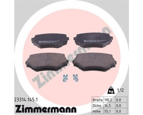 Brake Pad Set, disc brake 23314.145.1 Zimmermann, Image 2