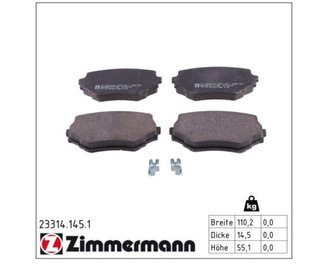 Brake Pad Set, disc brake 23314.145.1 Zimmermann, Image 2