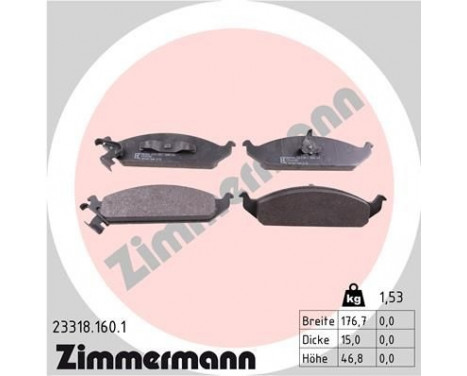 Brake Pad Set, disc brake 23318.160.1 Zimmermann