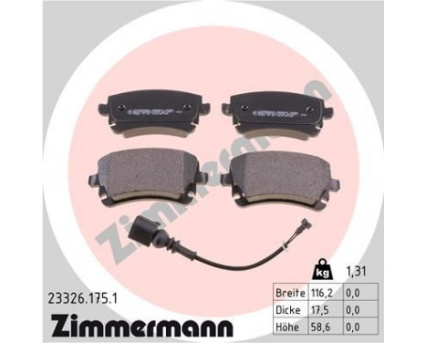 Brake Pad Set, disc brake 23326.175.1 Zimmermann