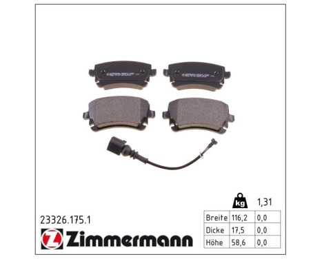Brake Pad Set, disc brake 23326.175.1 Zimmermann, Image 2