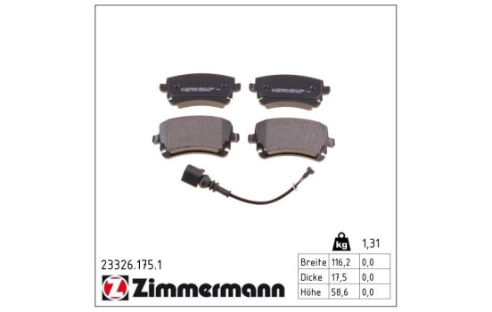 Brake Pad Set, disc brake 23326.175.1 Zimmermann, Image 2