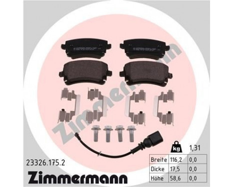 Brake Pad Set, disc brake 23326.175.2 Zimmermann