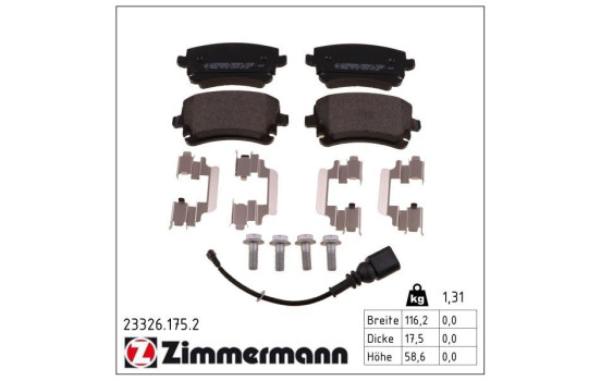 Brake Pad Set, disc brake 23326.175.2 Zimmermann, Image 2