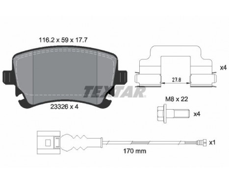 Brake Pad Set, disc brake 2332602 Textar, Image 2