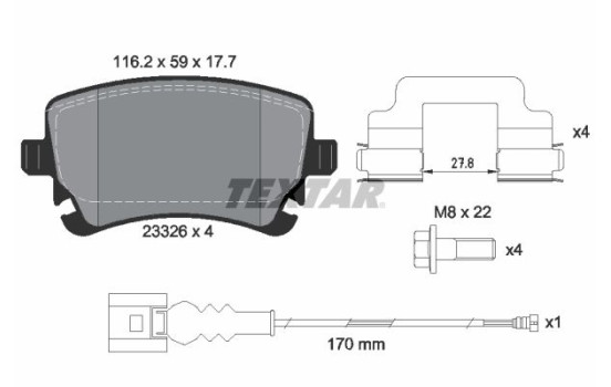 Brake Pad Set, disc brake 2332602 Textar, Image 2