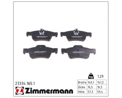 Brake Pad Set, disc brake 23334.165.1 Zimmermann, Image 2