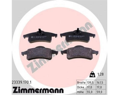 Brake Pad Set, disc brake 23339.170.1 Zimmermann, Image 2