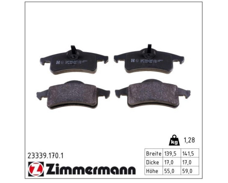 Brake Pad Set, disc brake 23339.170.1 Zimmermann, Image 2
