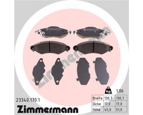 Brake Pad Set, disc brake 23340.170.1 Zimmermann