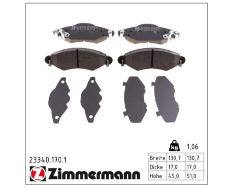 Brake Pad Set, disc brake 23340.170.1 Zimmermann, Image 2