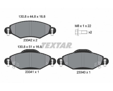 Brake Pad Set, disc brake 2334001 Textar