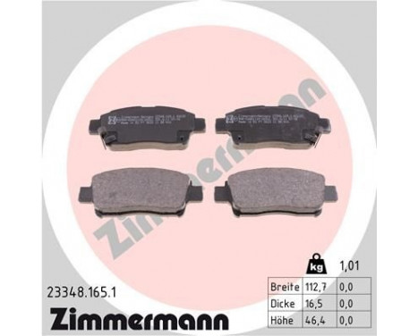 Brake Pad Set, disc brake 23348.165.1 Zimmermann