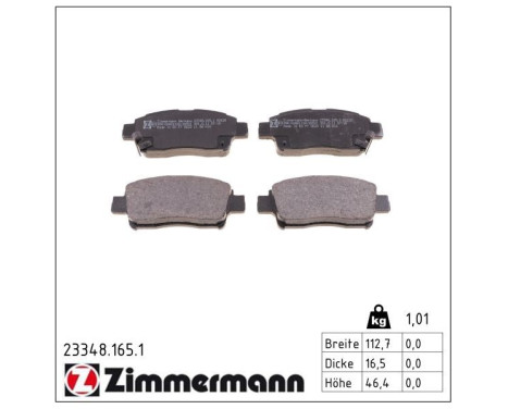 Brake Pad Set, disc brake 23348.165.1 Zimmermann, Image 2