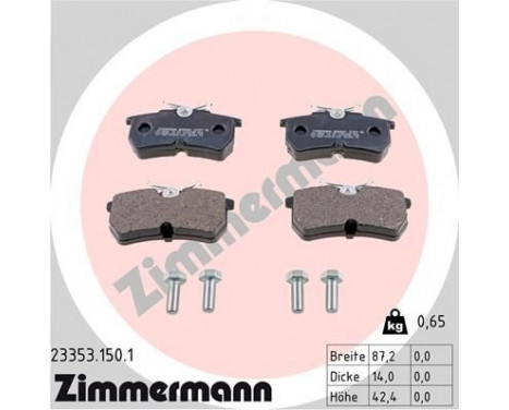 Brake Pad Set, disc brake 23353.150.1 Zimmermann, Image 2