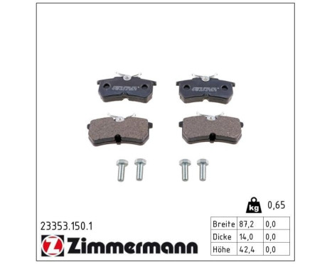 Brake Pad Set, disc brake 23353.150.1 Zimmermann, Image 2