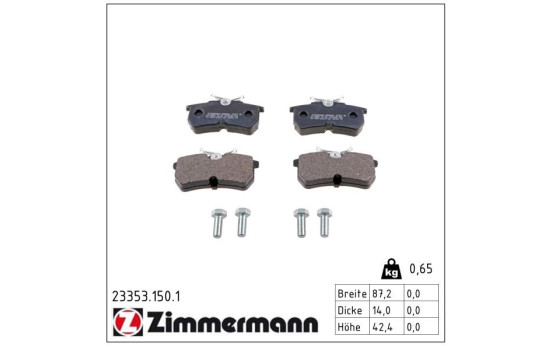 Brake Pad Set, disc brake 23353.150.1 Zimmermann, Image 2