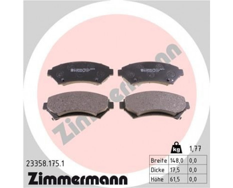 Brake Pad Set, disc brake 23358.175.1 Zimmermann