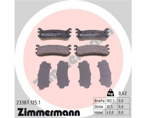 Brake Pad Set, disc brake 23387.125.1 Zimmermann