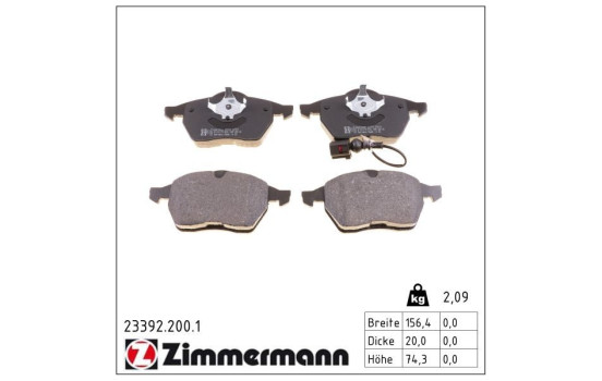 Brake Pad Set, disc brake 23392.200.1 Zimmermann, Image 2