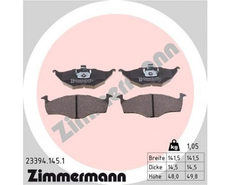 Brake Pad Set, disc brake 23394.145.1 Zimmermann