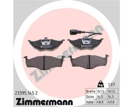 Brake Pad Set, disc brake 23395.145.2 Zimmermann
