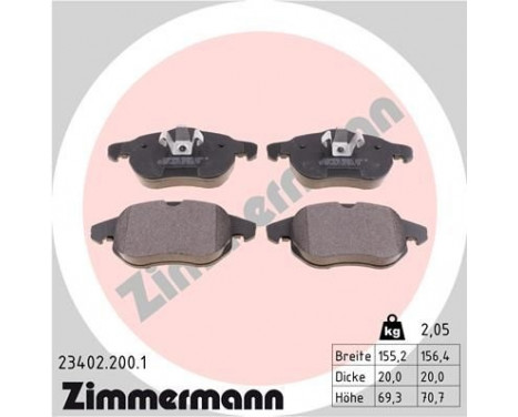 Brake Pad Set, disc brake 23402.200.1 Zimmermann