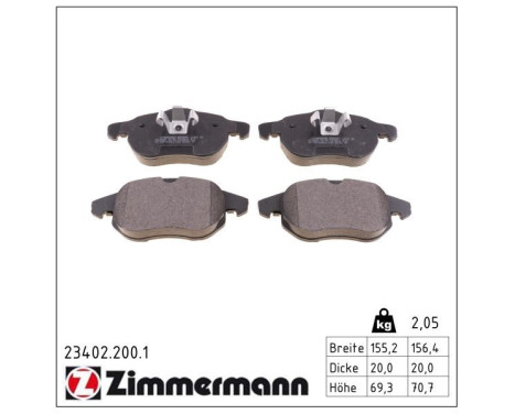 Brake Pad Set, disc brake 23402.200.1 Zimmermann, Image 2
