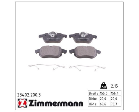 Brake Pad Set, disc brake 23402.200.3 Zimmermann, Image 2