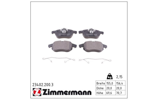 Brake Pad Set, disc brake 23402.200.3 Zimmermann, Image 2