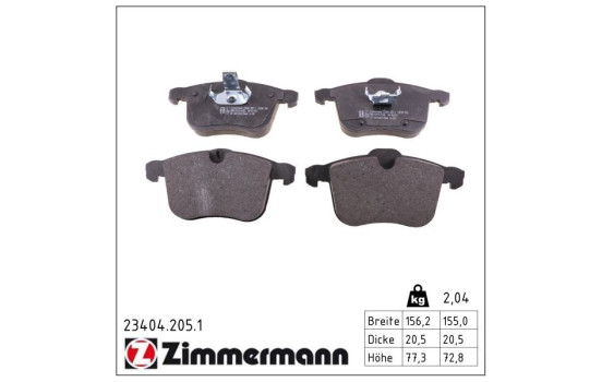 Brake Pad Set, disc brake 23404.205.1 Zimmermann, Image 2
