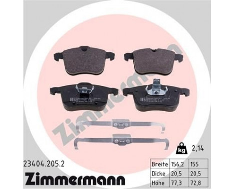 Brake Pad Set, disc brake 23404.205.2 Zimmermann, Image 2