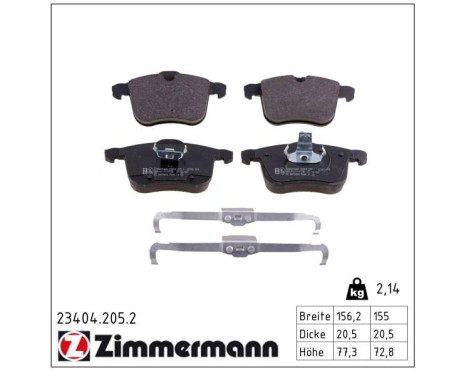 Brake Pad Set, disc brake 23404.205.2 Zimmermann, Image 2
