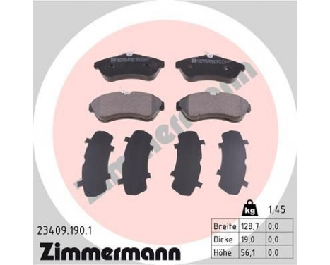 Brake Pad Set, disc brake 23409.190.1 Zimmermann