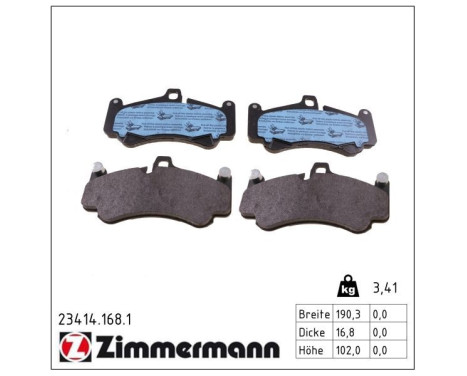 Brake Pad Set, disc brake 23414.168.1 Zimmermann, Image 2